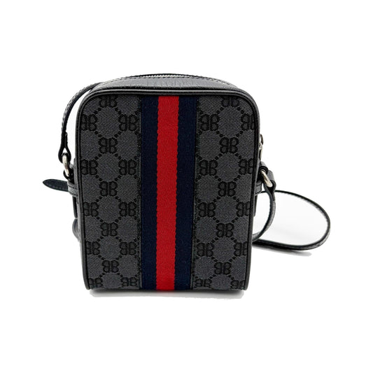 Balenciaga x Gucci The Hacker Project Zip Messenger BB Canvas, Black, Canvas, Shoulder Bag