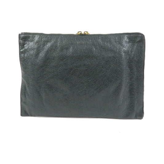 Balenciaga Zip Around Giant Studs Clutch Leather, Gray, Leather, Clutch