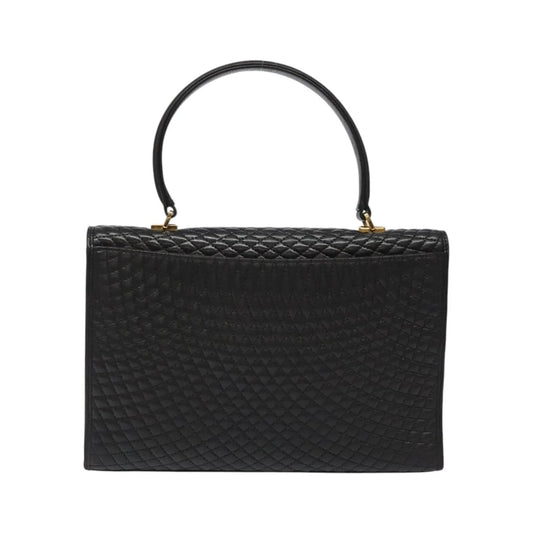 Bally Vintage Quilted Leather, Black, Leather, Handbag