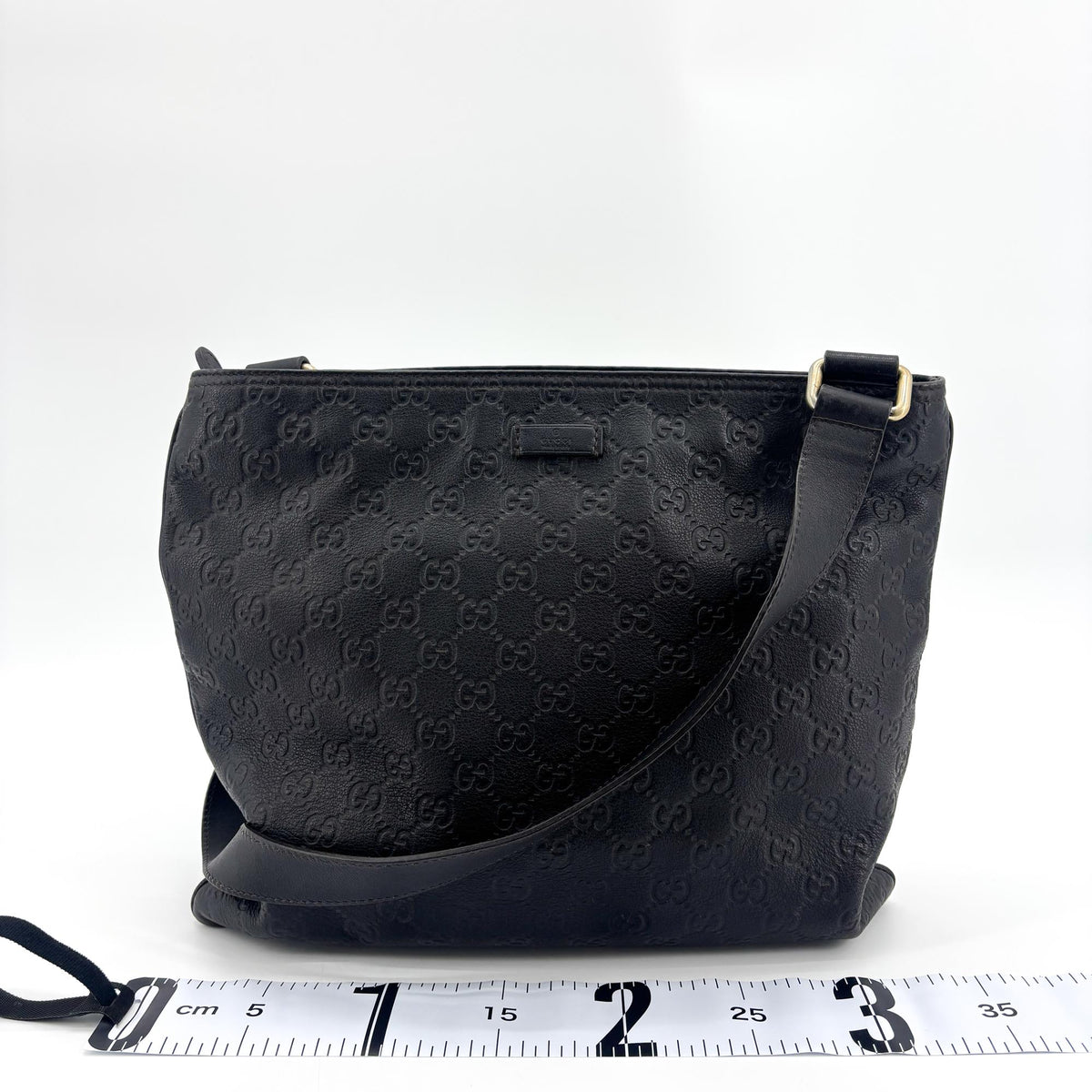 Gucci Crossbody Guccissima Leather, Black, Calfskin, Crossbody Bag