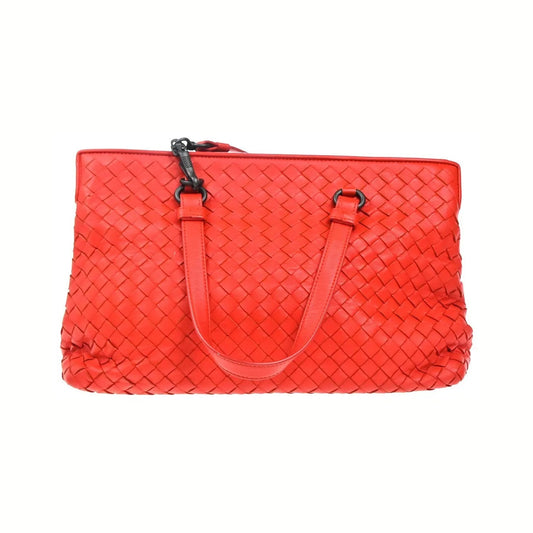 Bottega Veneta 2-Pocket Convertible Tote Intrecciato Nappa, Red, Leather, Tote Bag