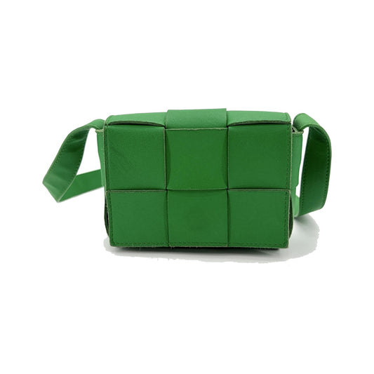 Bottega Veneta Cassette Maxi Intrecciato Leather, Green, Leather, Crossbody Bag