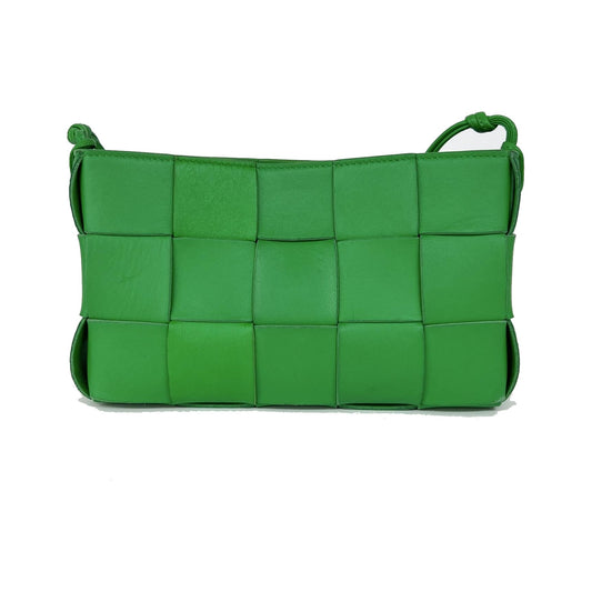 Bottega Veneta Cassette Maxi Intrecciato Leather, Green, Leather, Shoulder Bag