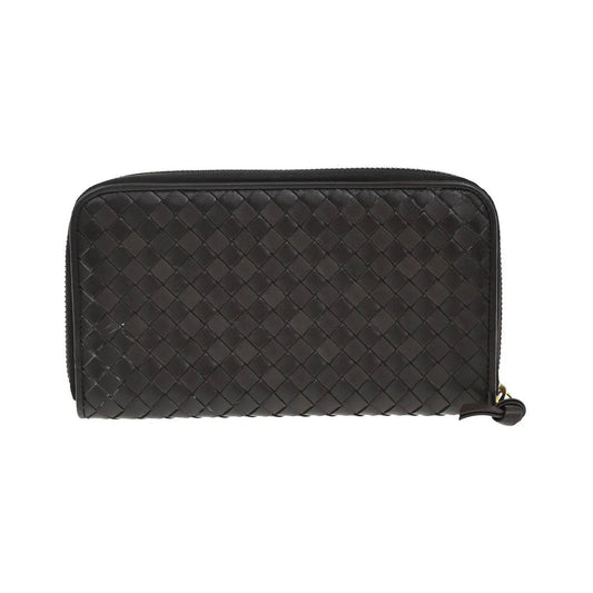 Bottega Veneta Intrecciato Long Zip Leather, Brown, Leather, Wallet