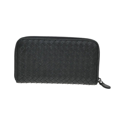 Bottega Veneta Intrecciato Long Zip Leather, Black, Leather, Wallet