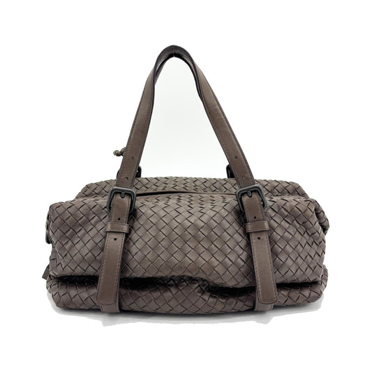 Bottega Veneta Montaigne Handle Intrecciato Nappa, Brown, Other, Handbag