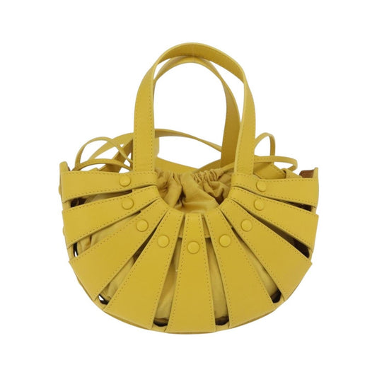 Bottega Veneta Shell Leather, Yellow, Leather, Handbag