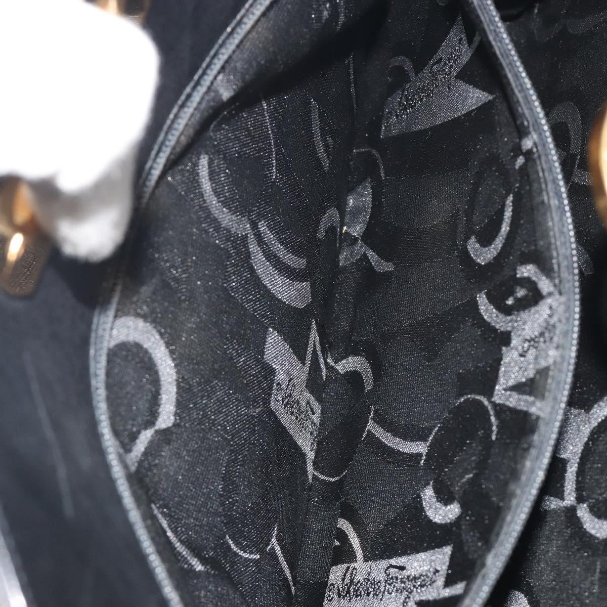 Salvatore Ferragamo Vintage Gancini Chain Leather, Black, Leather, Shoulder Bag