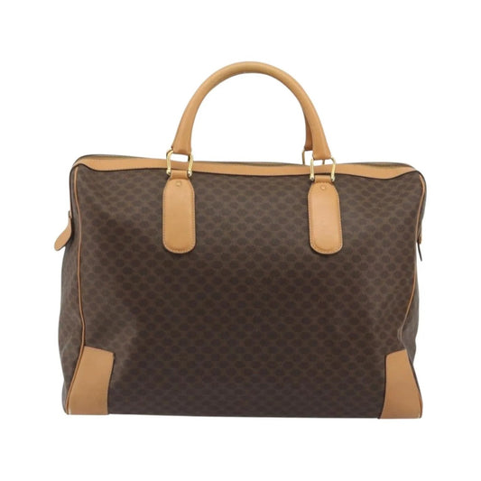 Celine boston Macadam Canvas, Brown, PVC, Travel Bag