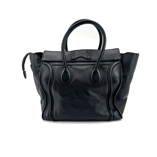 Celine Luggage Embossed Leather, Black, Leather, Handbag