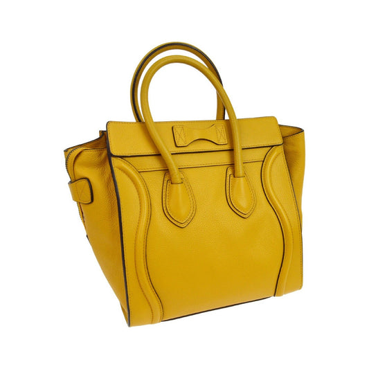 Celine Luggage Smooth Leather, Yellow, Leather, Handbag