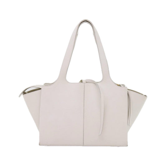 Celine Tri-Fold Grained Calfskin, White, Leather, Shoulder Bag