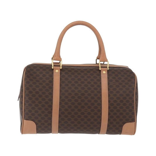 Celine Vintage Duffle Macadam Coated Canvas, Brown, PVC, Handbag