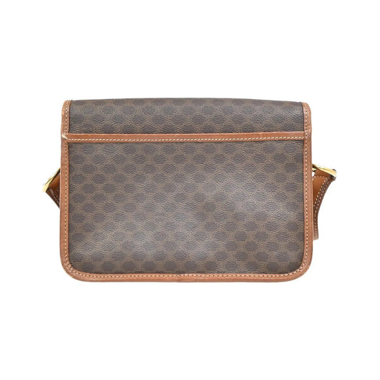 Celine Vintage Macadam Canvas and Leather, Brown, Canvas, Shoulder Bag