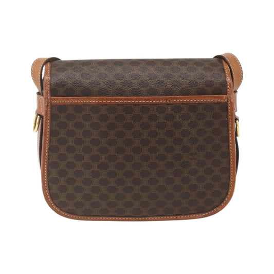 Celine Vintage Macadam Canvas and Leather, Brown, Canvas, Shoulder Bag
