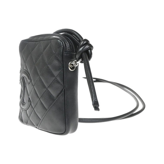 Chanel Cambon Pochette Quilted Leather, Black, Leather, Shoulder Bag