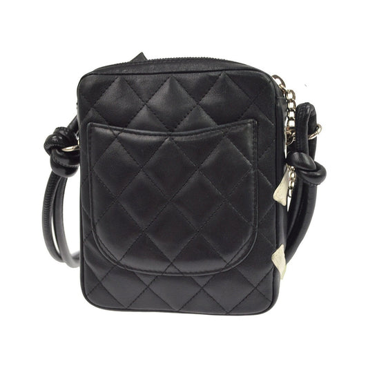 Chanel Cambon Quilted Leather, Black, Leather, Crossbody Bag