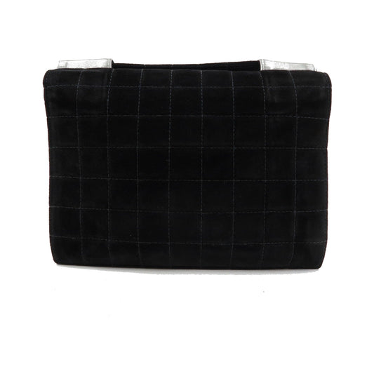 Chanel Chocolate Bar Mademoiselle Flap Quilted Leather, Black, Suede, Handbag