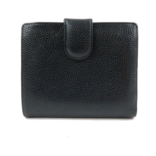 Chanel Vintage Timeless Bifold Caviar, Black, Leather, Wallet