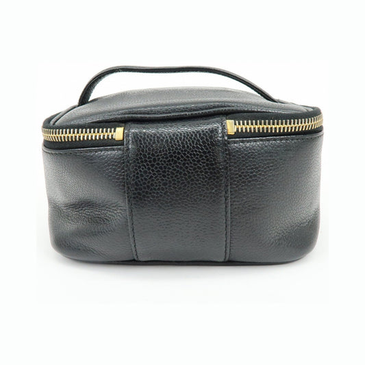 Chanel Vintage Timeless Cosmetic Case Caviar, Black, Leather, Clutch