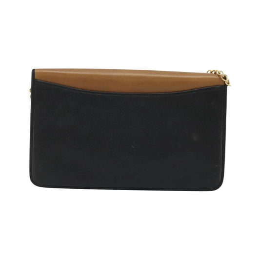 Christian Dior Vintage Chain Flap Leather, Black, Leather, Shoulder Bag