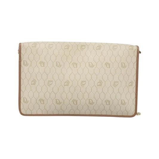 Christian Dior Vintage Honeycomb chain Canvas, Beige, Canvas, Shoulder Bag