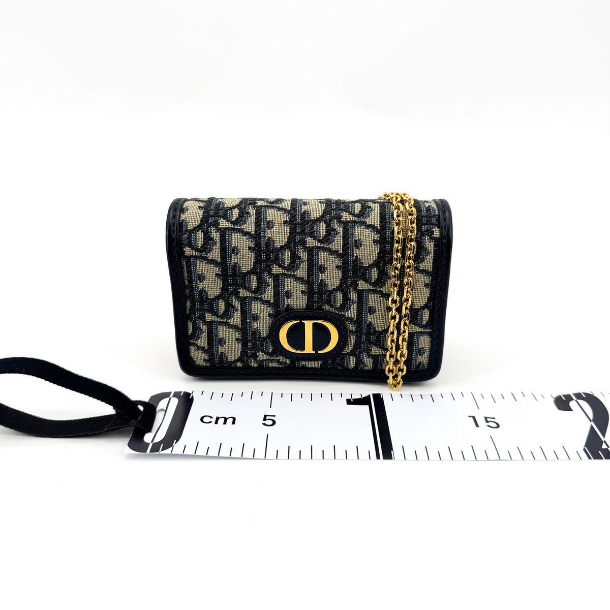 Christian Dior 30 Montaigne Nano Convertible Belt Oblique Canvas, Navy, Canvas, Clutch