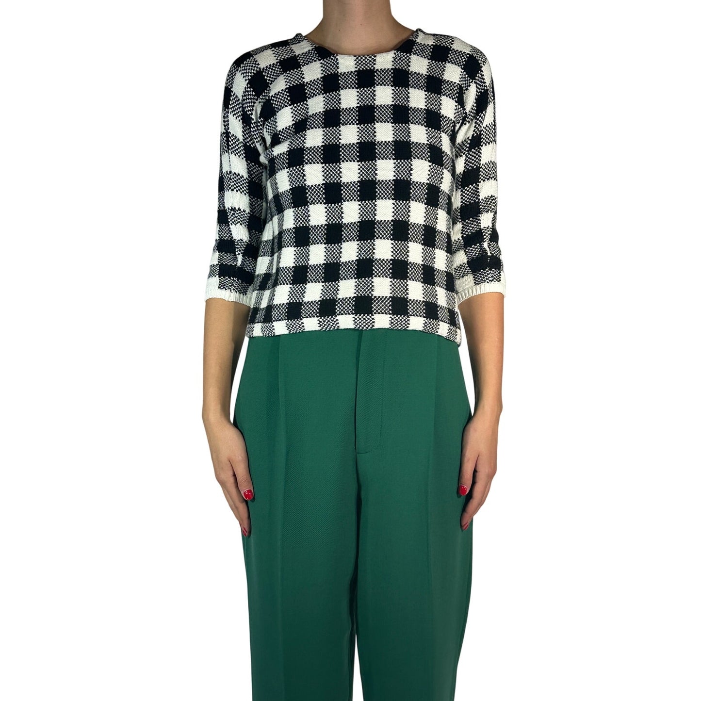 Maje Max Gingham Knit Sweater