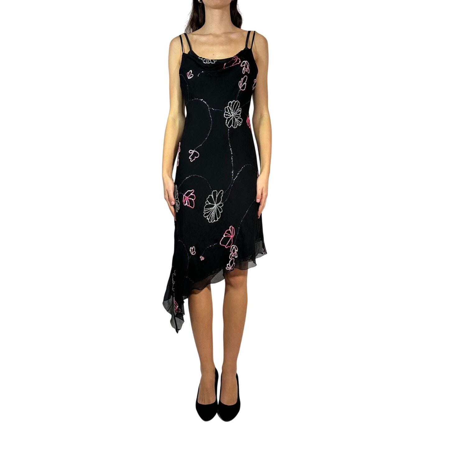 PINKO Sequin Asymmetrical Slip Dress