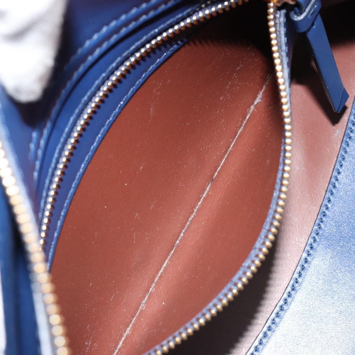Chloe C Zipped Leather, Blue, Leather, Tote Bag