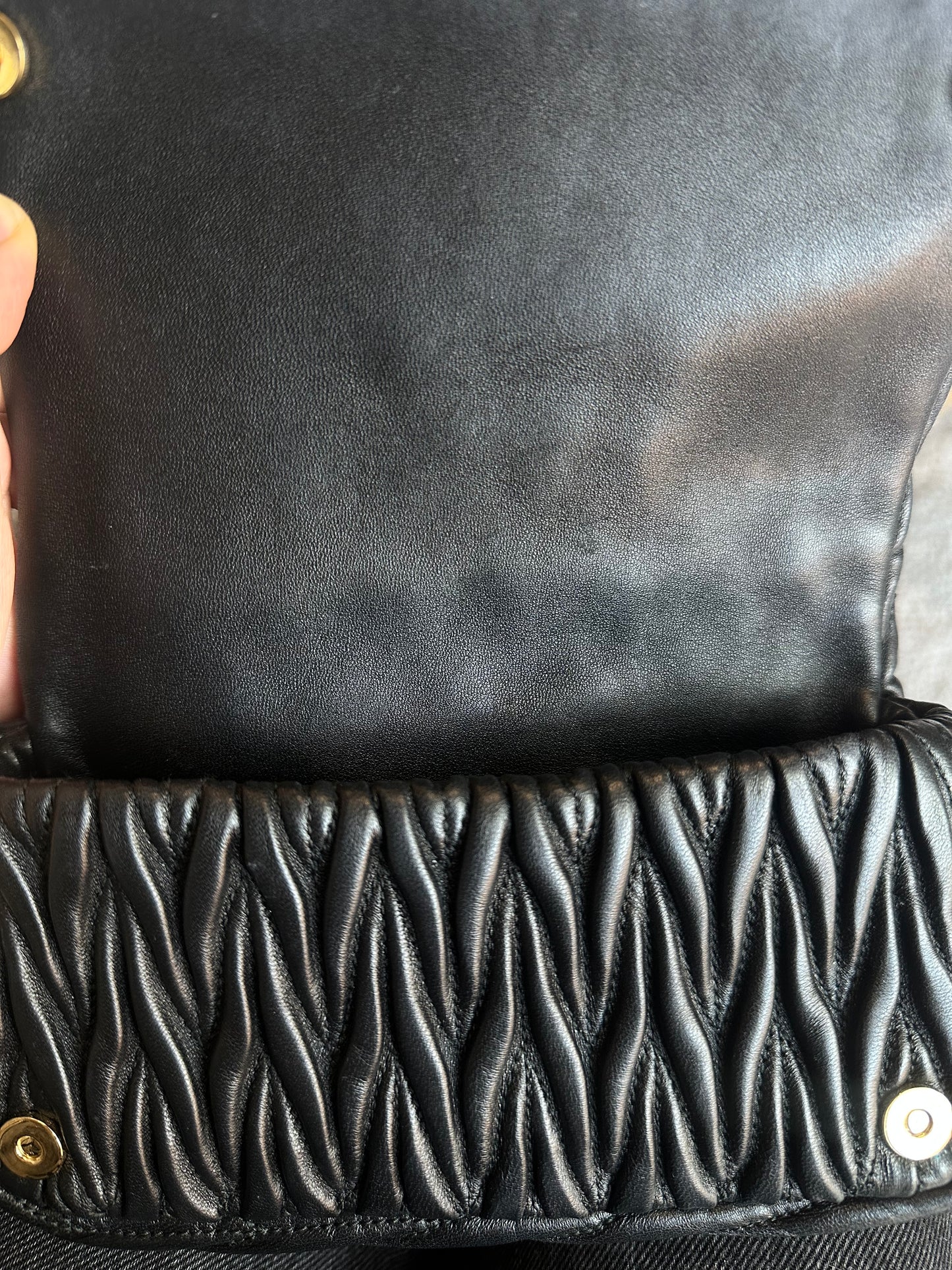 Miu Miu Nappa Matelassè Leather, Black, Leather, Shoulder Bag