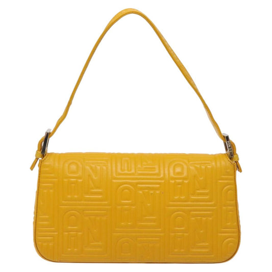 Fendi Baguette NM Bag Zucca Embossed Leather, YELLOW, LEATHER, Shoulder bag