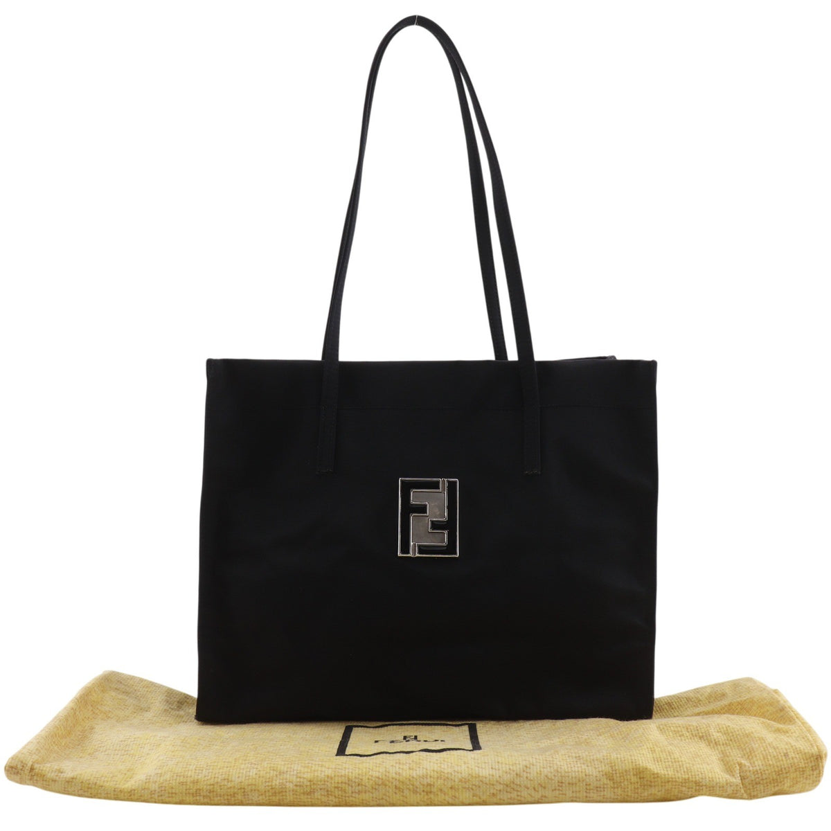 Fendi Vintage FF Nylon, Black, Nylon, Tote Bag