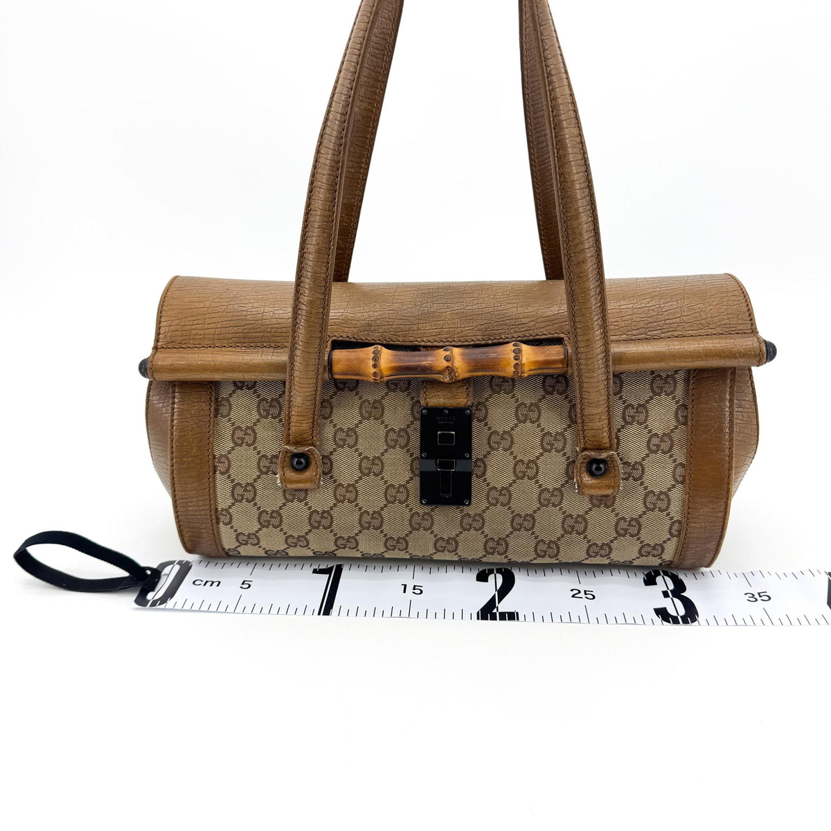 Gucci Bamboo Bullet GG Canvas, Brown, Canvas, Handbag