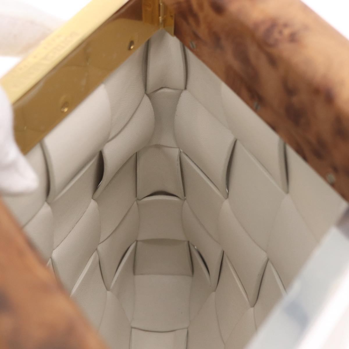 Bottega Veneta The Snap Clutch Maxi Intrecciato Leather with Wood and Metal, White, Leather, Clutch