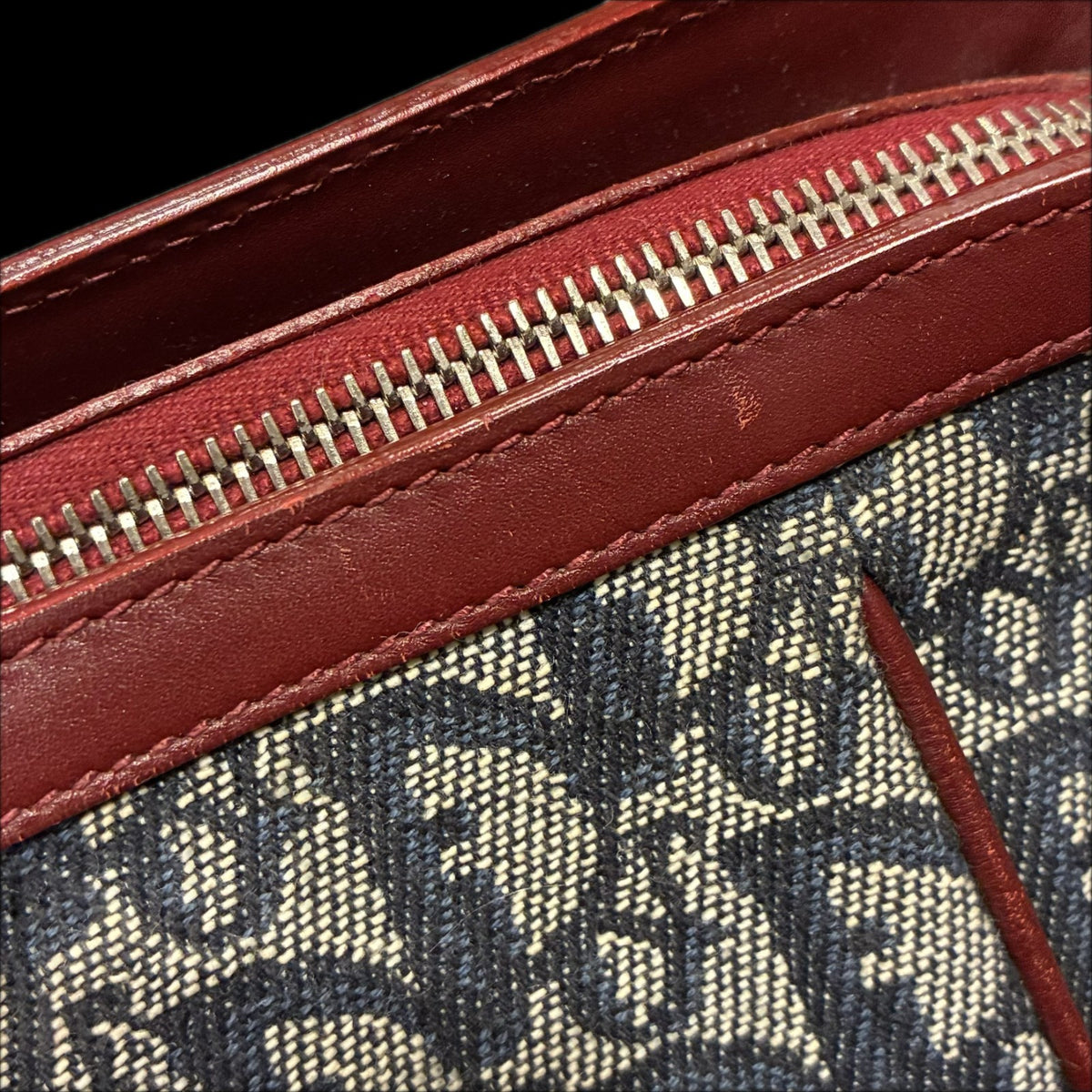 Christian Dior Vintage Trotter Zip Diorissimo Canvas, Navy, Canvas, Tote Bag
