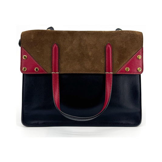 Fendi Flip Leather with Suede, Black, Leather, Tote Bag