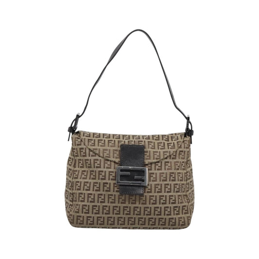 Fendi Mamma Baguette Canvas, Beige, Canvas, Handbag