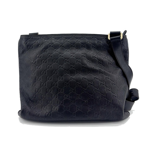 Gucci Crossbody Guccissima Leather, Black, Calfskin, Crossbody Bag