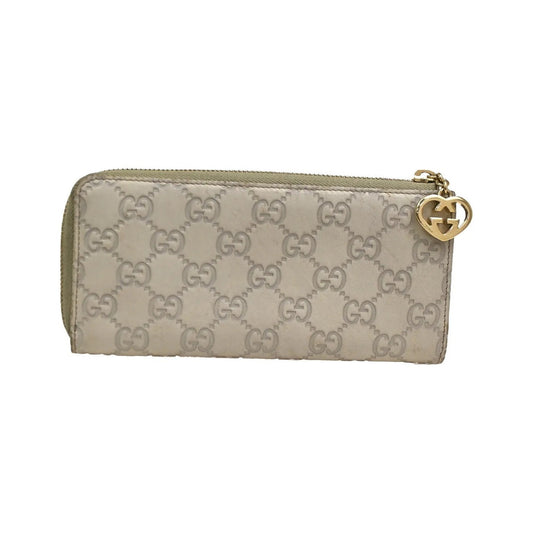 Gucci Interlocking G Zip Around Wallet (Outlet) Leather, Beige, Leather, Wallet