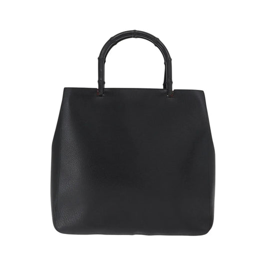 Gucci Vintage Bamboo Handle Tote Leather, Black, Leather, Tote Bag