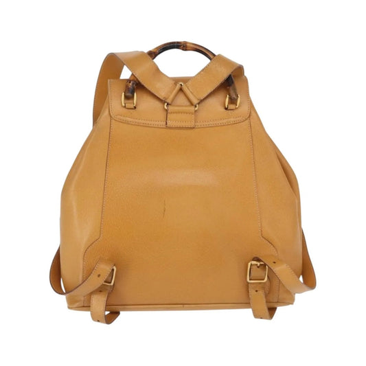 Gucci Vintage Bamboo Leather, Brown, Leather, Backpack