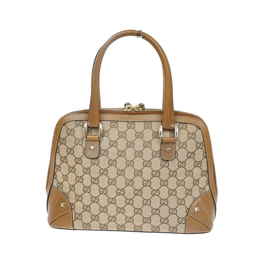 Gucci Vintage Boston Bag Monogram Canvas, Brown, Canvas, Handbag
