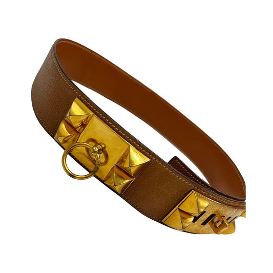 Hermes Collier de Chien Belt Leather, Brown, Leather, Belt