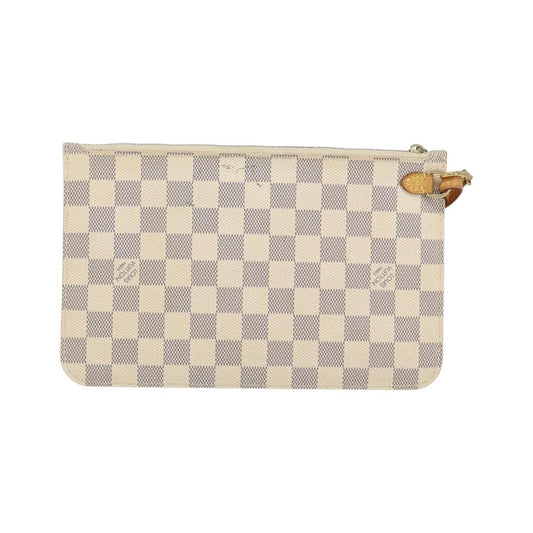 Louis Vuitton Neverfull Pochette Damier, White, Canvas, Clutch