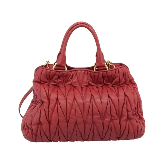 Miu Miu Matelassé Nappa Leather Top Handle Bag Leather, Red, Leather, Shoulder Bag
