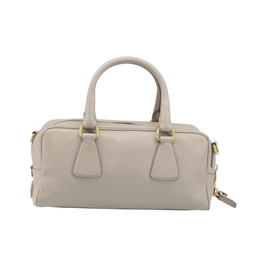 Prada Convertible Bauletto Saffiano Leather, Gray, Leather, Handbag