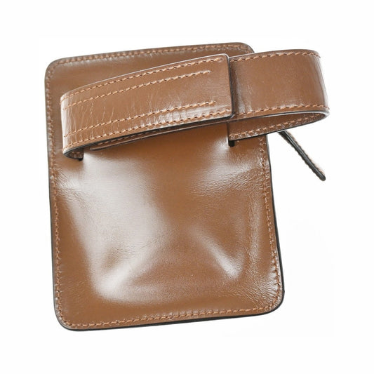 Prada Logo Pouch Leather, Brown, Leather, Clutch