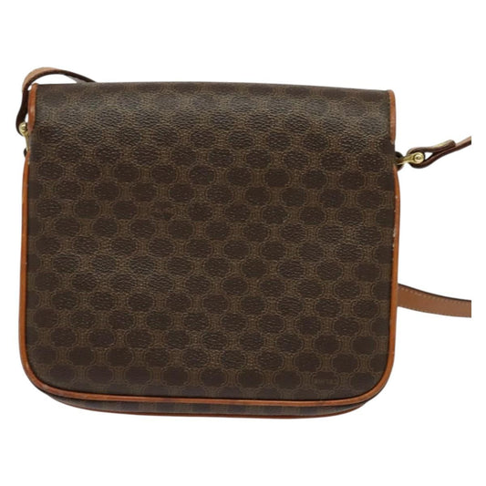 Celine Macadam Shoulder Bag PVC Leather, BROWN, CANVAS, Shoulder bag
