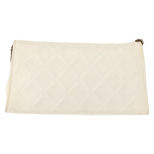 Chanel Full Flap Wallet on Chain Quilted Lambskin, WHITE, LEATHER, Clutche & pouche